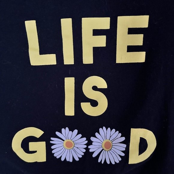 Freeze Girl's "Life Is Good" Tee Shirt Sz Med Black Yellow Daisies Cap Sleeves - Picture 3 of 3